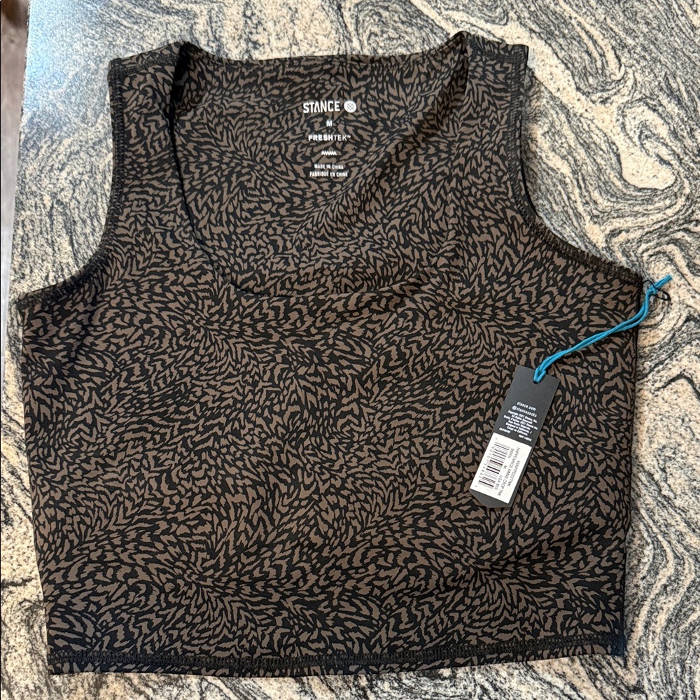 Stance Black and Brown Patterned Crop Top